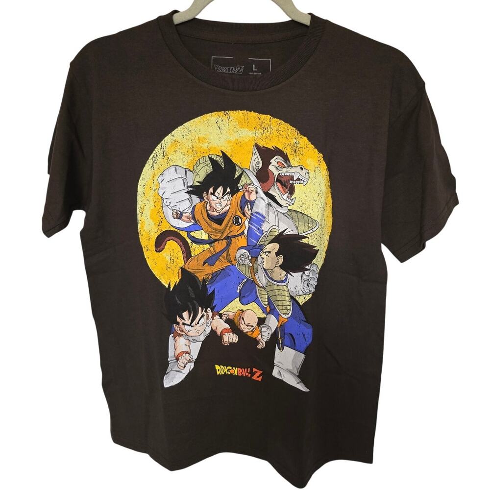 Dragon Ball Z Great Transform Men's L Dark Brown Shirt Goku Vegeta NWOT NEW